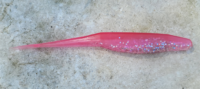 Soft bait plastic lure with light pink body with silver belly